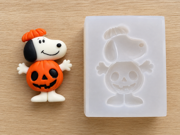 Snoopy con disfraz de Calabaza, Mago o Momia temática Halloween molde de silicona 1pz , manualidades