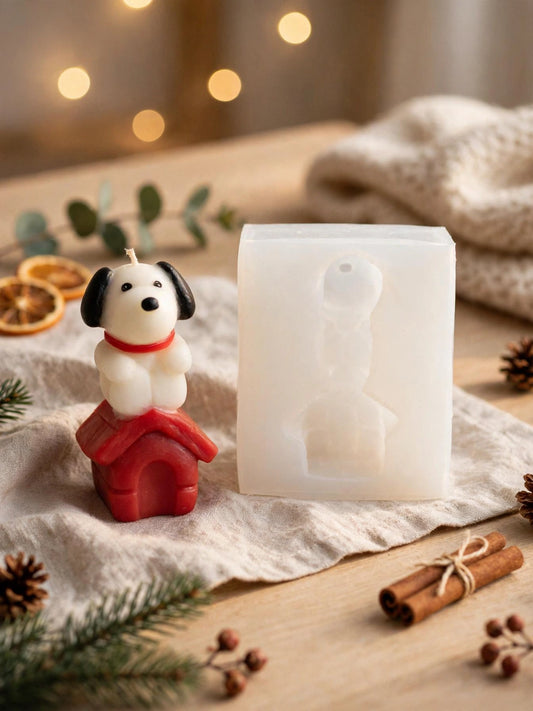 Snoopy y casita roja molde de silicona para manualidades y velas de cera 1 pieza