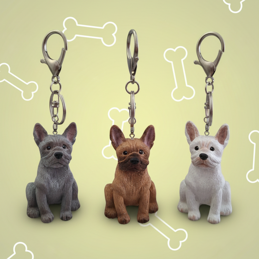 Llavero 3D de perrito bulldog francés, llavero y colgante, diseño perro 1pz