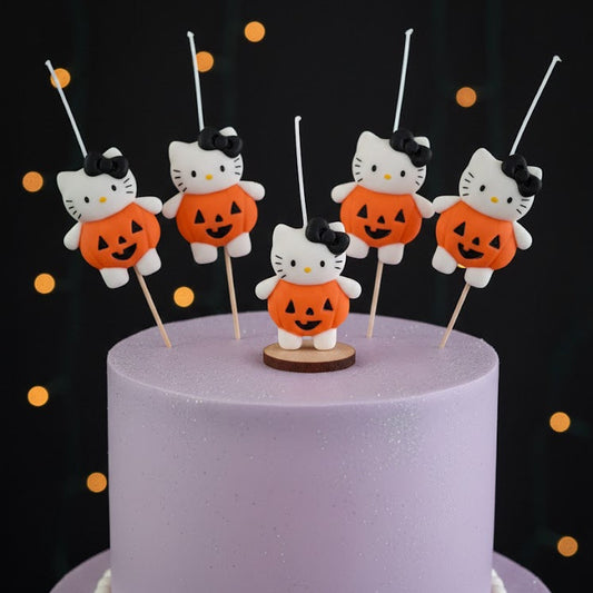 Velas de cumpleaños Hello Kitty Halloween calabaza 5pz toppers cake decoracion tematica para pastel