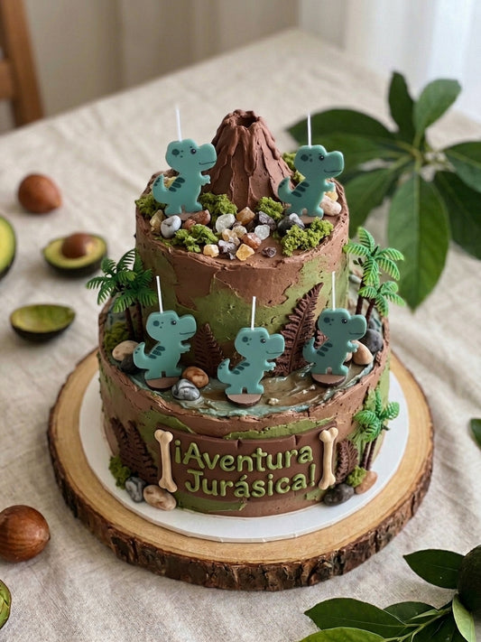Velas de cumpleaños Dinosaurios de colores 5pz toppers cake decoracion de pastel