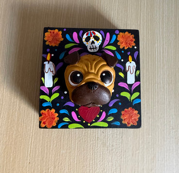 Cuadro Retrato 3D de tu Mascota para Pared - Gatos y Perros- 10x10cm - Pug, Pastor Alemán, Salchicha, Bulldog, Gato y más Razas