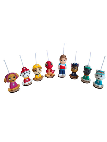 Paw Patrol y Rex velas para pastel, 8pz decoración de cumpleaños temática , fiesta infantil