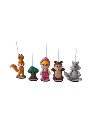 Masha y el Oso velas para pastel 5pz, fiesta temática , decoración de cumpleaños, toppers cake