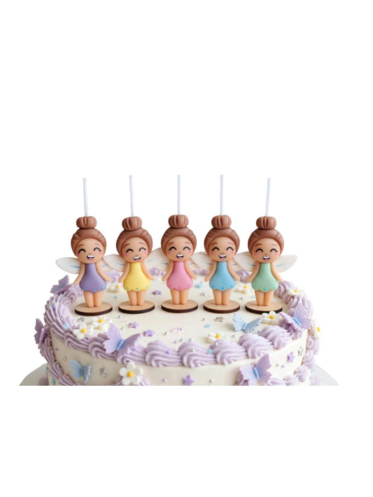 Hadas, haditas de colores velas para pastel 5pz, fiesta temática , decoración de cumpleaños, toppers cake