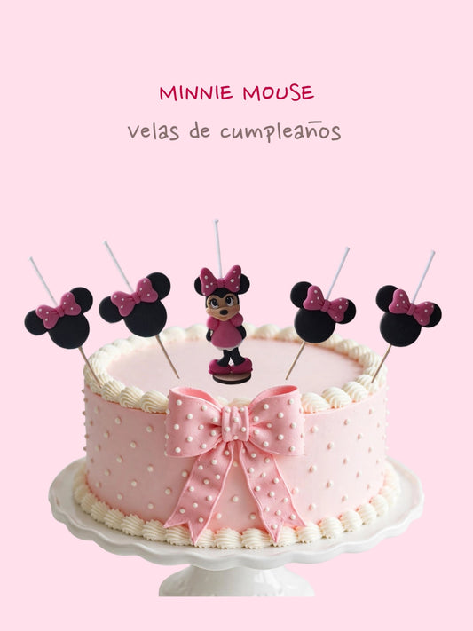 Minnie Mouse, Mimi velas para pastel 5pz, fiesta temática , decoración de cumpleaños, toppers cake