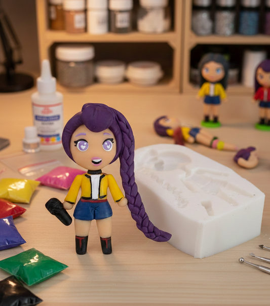 Molde Rumí Demons Hunters, ideal para manualidades, molde silicona para porcelana fría