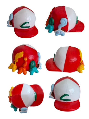 Figura decorativa 3D de la gorra Ash, inspirada en Pokemon , divertido diseño con pikachu y sus amigo 1pz