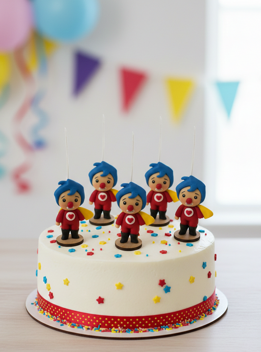 Velas cumpleaños Payasito Plim Plim, decoración y fiesta infantil, toppers cake, 5pz