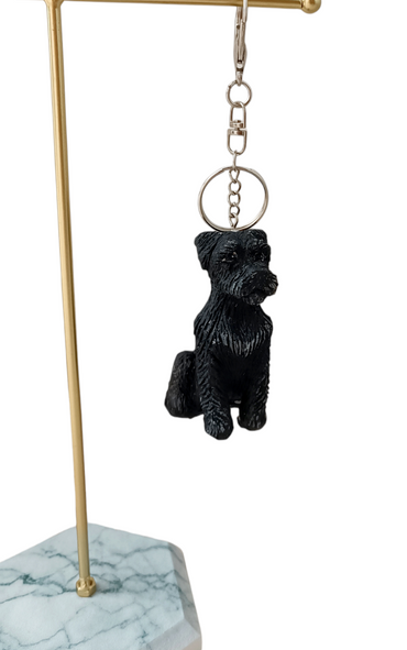 Llavero 3D de perrito Schnauzer gris ó negro, llavero y colgante, diseño perro 1pz