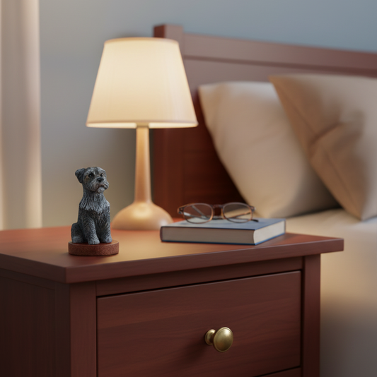 Figura Schnauzer mascota decoración, 1pz, para amante de los perritos