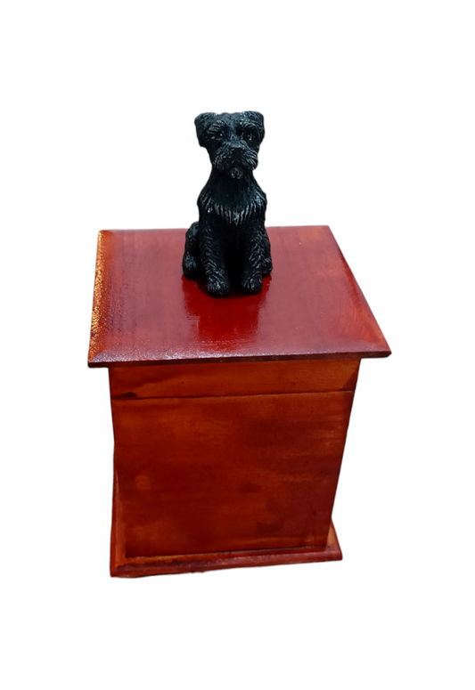 Urna Perro Schnauzer Negro o Gris, Urna Para Ceniza De Mascotas Con Figura 3D 1pz