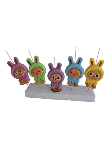 Velas de cumpleaños Labubus de colores 5pz toppers cake decoracion de pastel, monstruos conejitos