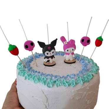 Velas de cumpleaños Kuromi y My Melody 6pz toppers cake decoracion de pastel