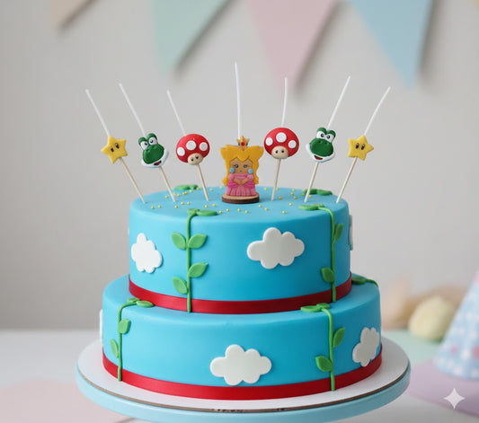 7pz Velas de cumpleaños Peach de Mario Bros, Yoshi, Star y Hongo toppers cake decoracion tematica para pastel