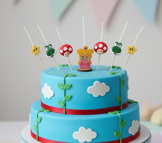 7pz Velas de cumpleaños Peach de Mario Bros, Yoshi, Star y Hongo toppers cake decoracion tematica para pastel
