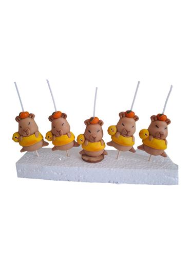 Velas de cumpleaños Capibaras con patito salvavidas 5pz toppers cake decoracion de pastel