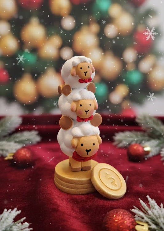 Genérico Figura Decorativa, borreguitos de la abundancia, Decoracion para Navidad, 1pz Decorativa con Detalles Dorados