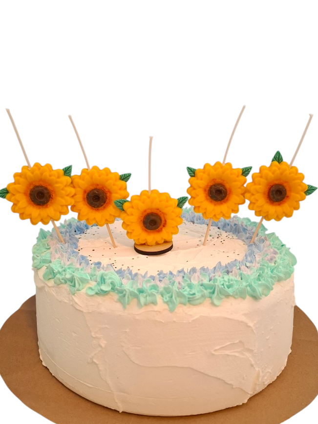 5pz Velas de cumpleaños Girasoles flores toppers cake decoracion tematica para pastel