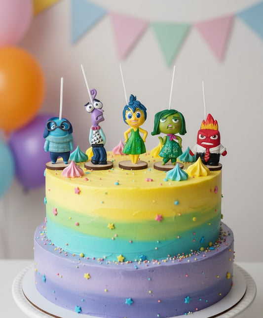 Velas de cumpleaños intensamente de colores, alegria, furia, miedo, tristeza y disgusto 5pz toppers cake decoracion de pastel