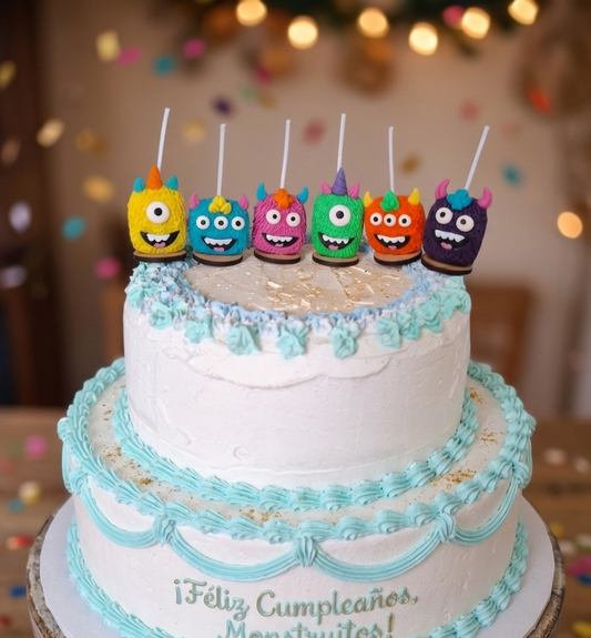 Velas cumpleaños monstruos de colores, lindo y coloridos, 6pz, toppers cake, decoración fiesta temática