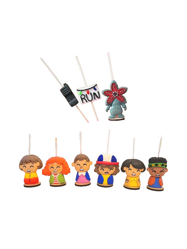 Stranger Things, Eleven (once) y sus amigos, demogorgon para decorar pasteles, toppers cake (9pz)