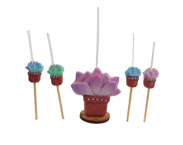 Velas de cumpleaños suculentas de colores, macetas lindas 5pz toppers cake decoracion de pastel