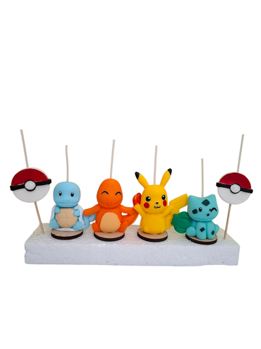 6pz Velas de cumpleaños pokemon , pikachu, squirtle, charmander y bulbasaur toppers cake decoracion tematica para pastel