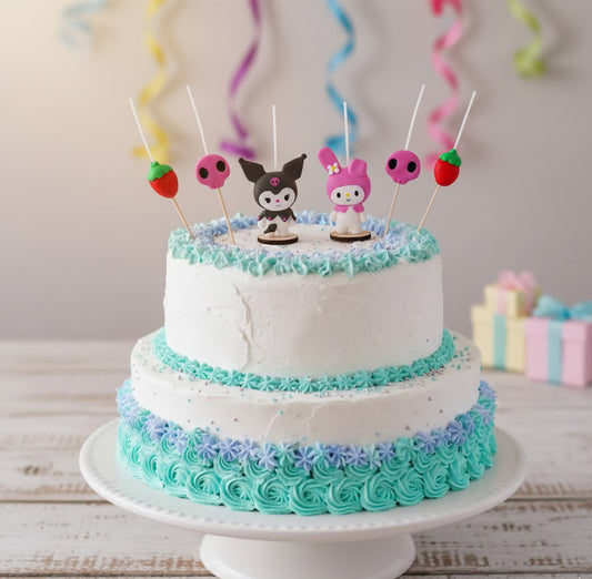 Velas de cumpleaños Kuromi y My Melody 6pz toppers cake decoracion de pastel