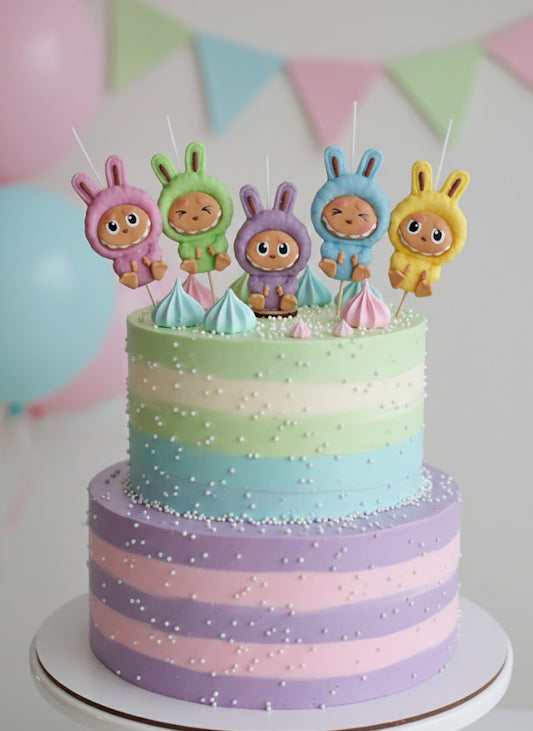 Velas de cumpleaños Labubus de colores 5pz toppers cake decoracion de pastel, monstruos conejitos