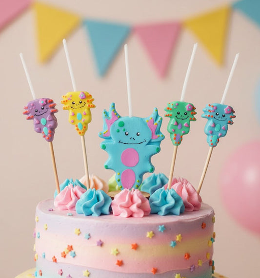 Velas de cumpleaños Ajolotes, ajolotitos de colores 5pz toppers cake decoracion de pastel