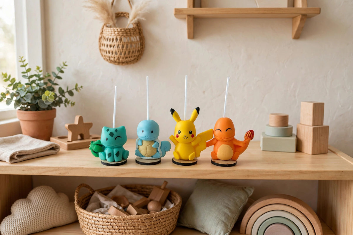 6pz Velas de cumpleaños pokemon , pikachu, squirtle, charmander y bulbasaur toppers cake decoracion tematica para pastel