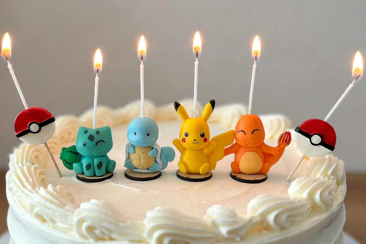 6pz Velas de cumpleaños pokemon , pikachu, squirtle, charmander y bulbasaur toppers cake decoracion tematica para pastel