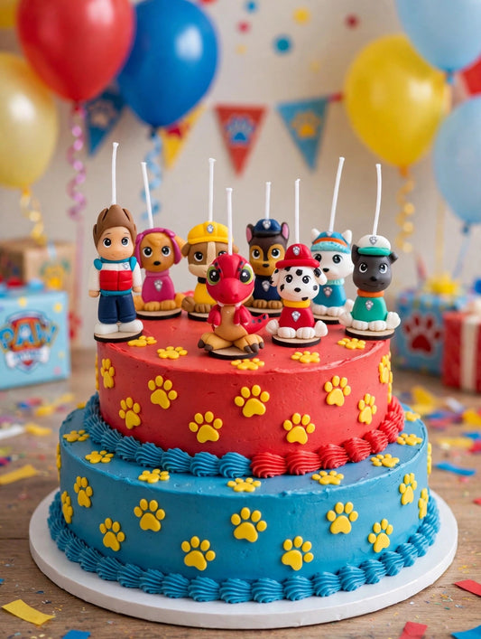Paw Patrol y Rex velas para pastel, 8pz decoración de cumpleaños temática , fiesta infantil