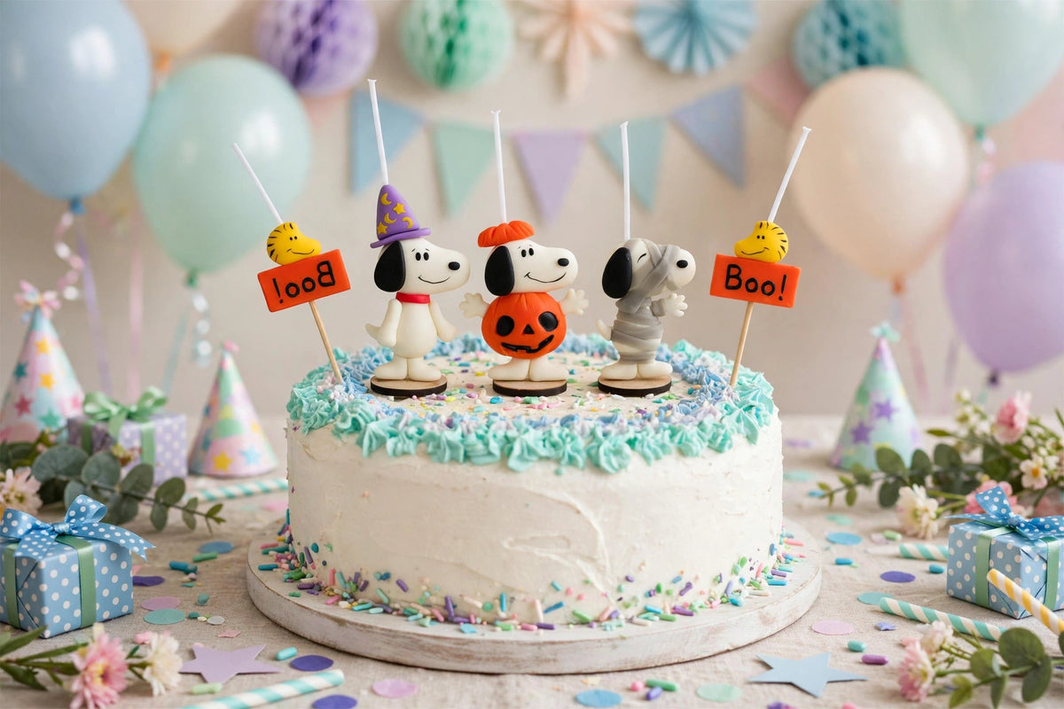 Snoopy Halloween velas para pastel de cumpleaños 5pz, fiestas temática, toppers cake 5pz