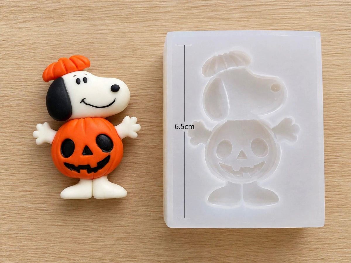 Snoopy con disfraz de Calabaza, Mago o Momia temática Halloween molde de silicona 1pz , manualidades