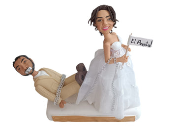 Figura pareja retrato caricatura estilo boda, centro de pastel para matrimonio personalizado