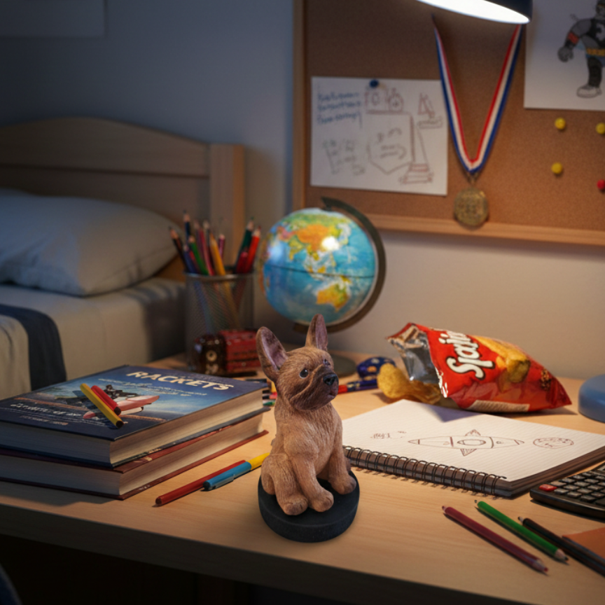 Figura decorativa o recuerdo Bulldog francés, 1pz, decoración hogar o escritorio, mascotas