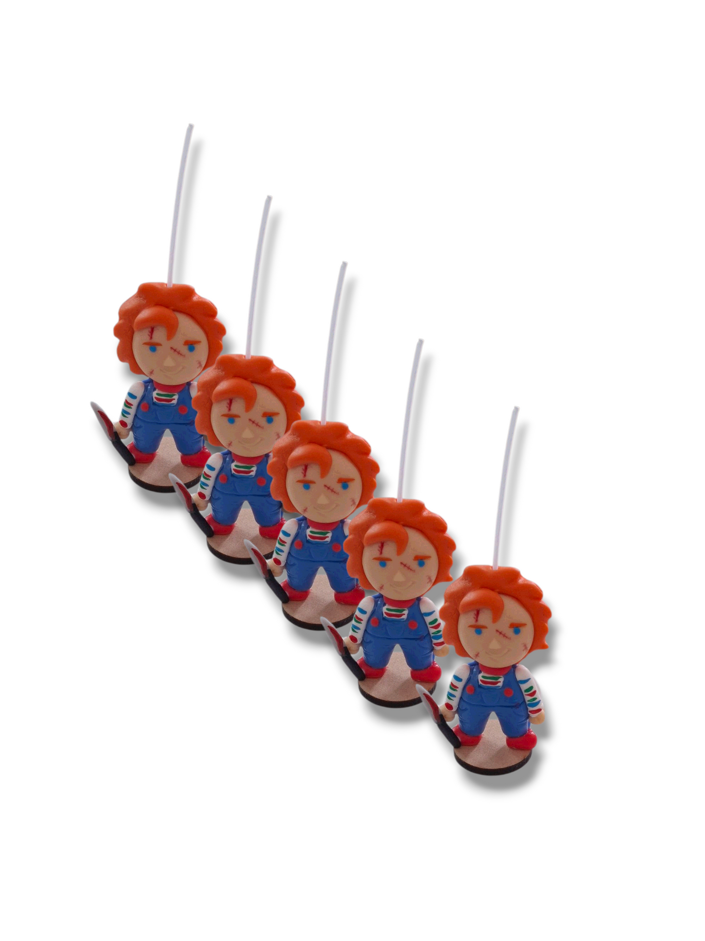 Velas de cumpleaños Halloween terror 5pz toppers cake decoracion tematica para pastel, personaje a elegir (Chuki, Myers, Scream, Freddy o Jason)