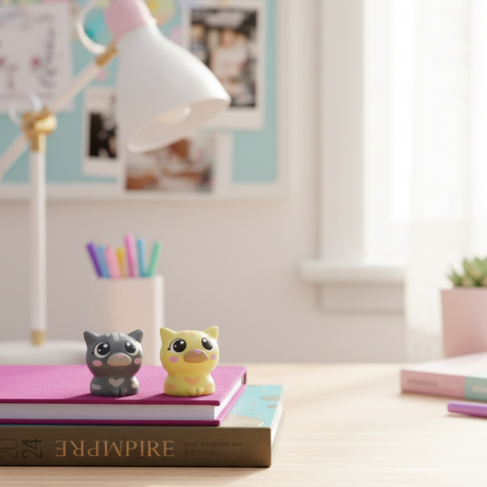 Figuras decorativas pareja gatitos enamorados, 2pz ideal para decorar escritorio