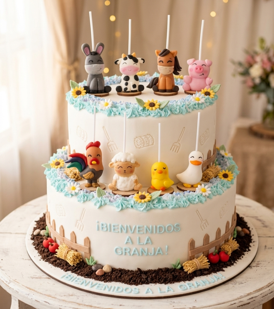Velas cumpleaños animales de granja, 8pz , Vaca, Gallo, Burro, Caballo, Pato, Pollito,Oveja y Puerquito, toppers cake, decoración temática