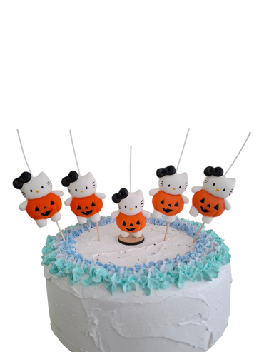 Velas de cumpleaños Hello Kitty Halloween calabaza 5pz toppers cake decoracion tematica para pastel