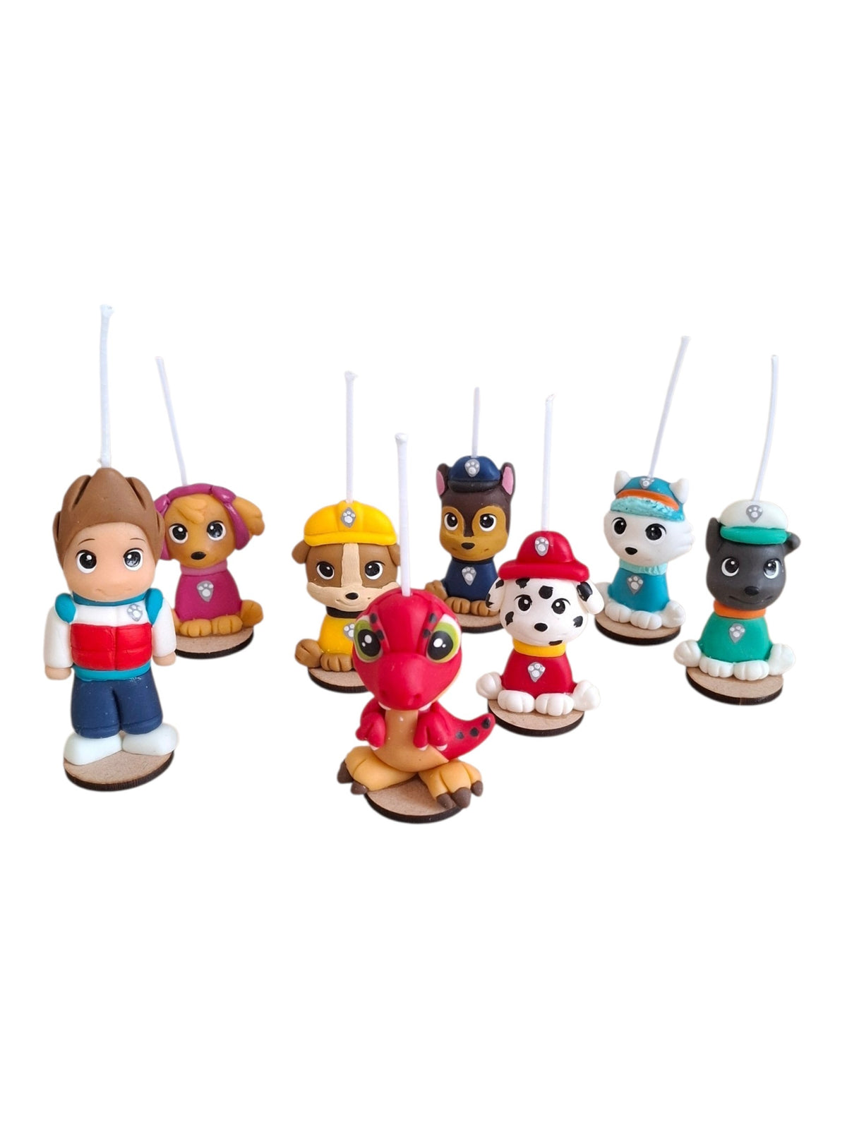 Paw Patrol y Rex velas para pastel, 8pz decoración de cumpleaños temática , fiesta infantil