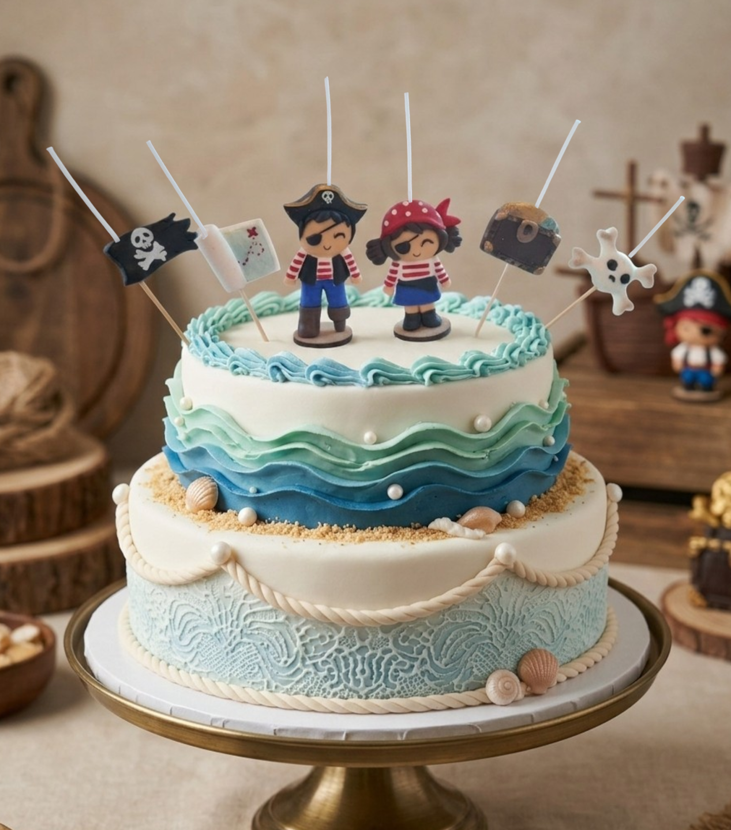 Velas cumpleaños Piratas , diseño divertido buscando el tesoro, fiesta temática, toppers cake decoración pastel,6pz
