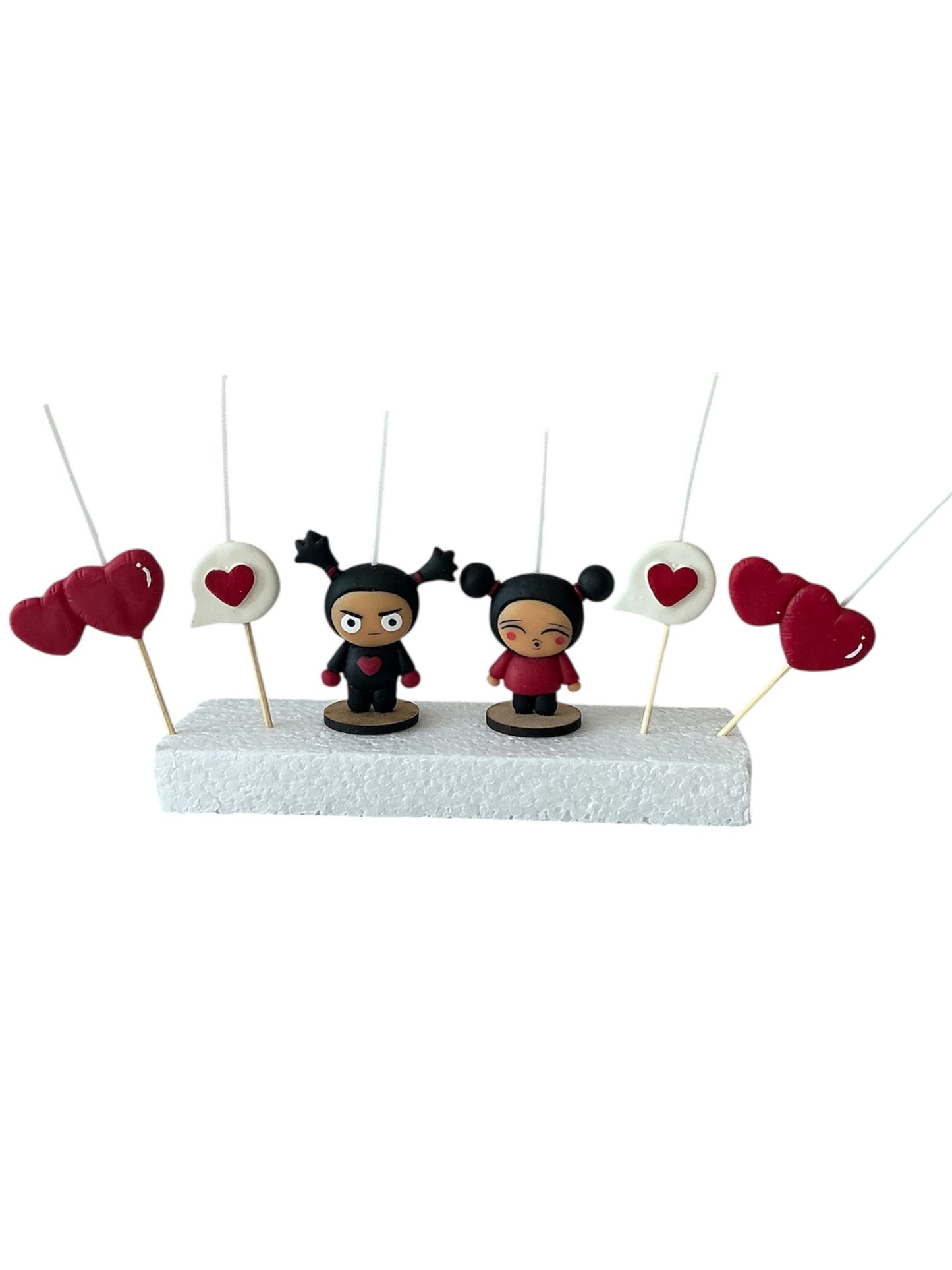 Pucca y Garu velas cumpleaños, decoración de pastel, toppers cake, fiesta temática, 6pz