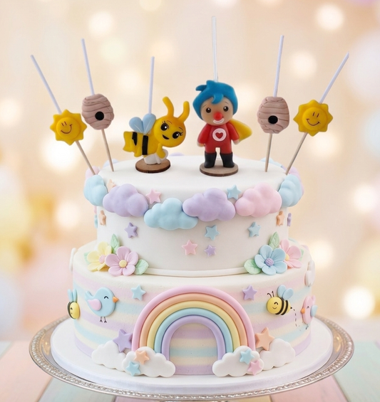 Velas de cumpleaños Plim Plim y la Abejita chiquita 6pz fiesta temática payasito , panales y soles