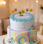 Velas cumpleaños Abejita chiquita 5pz temática pañal y solecitos, toppers cake