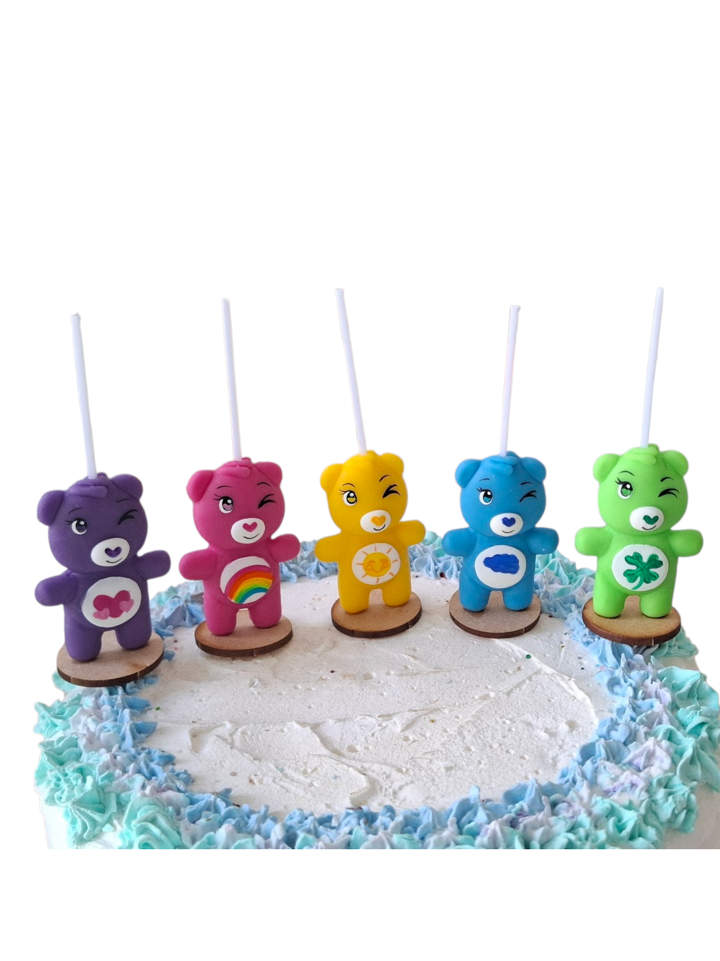 Velas de cumpleaños Ositos cariñositos, Care Bears coloridos, 5pz, toppers cake decoración fiesta tema