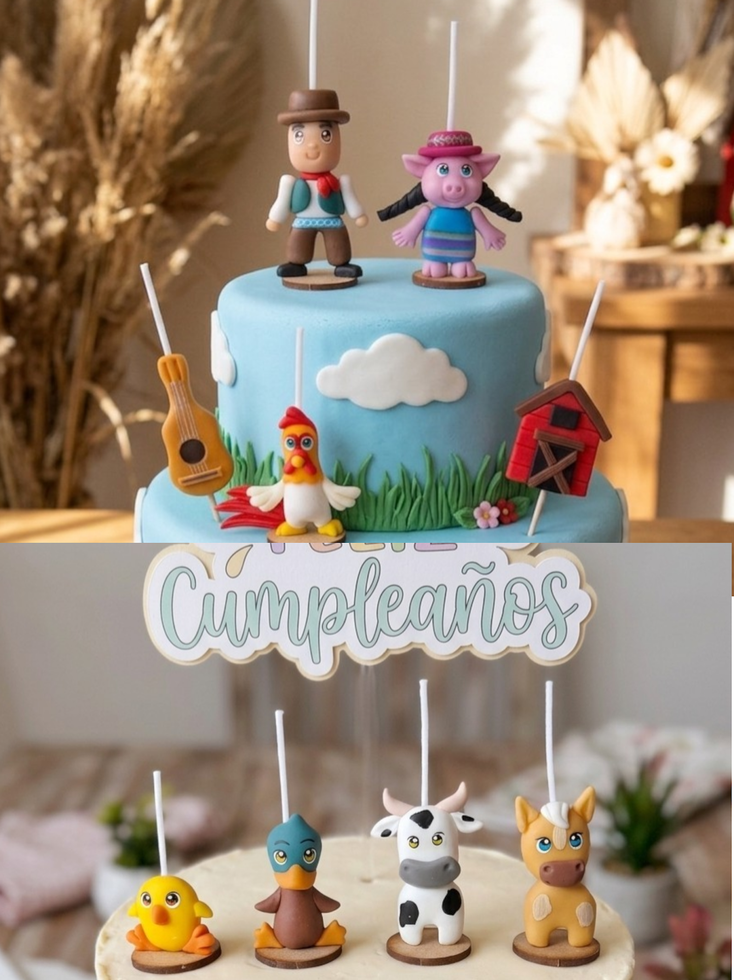 Velas de cumpleaños La granja de Zenón y sus amigos, animalitos de granja 9pz, fiesta temática, toppers cake