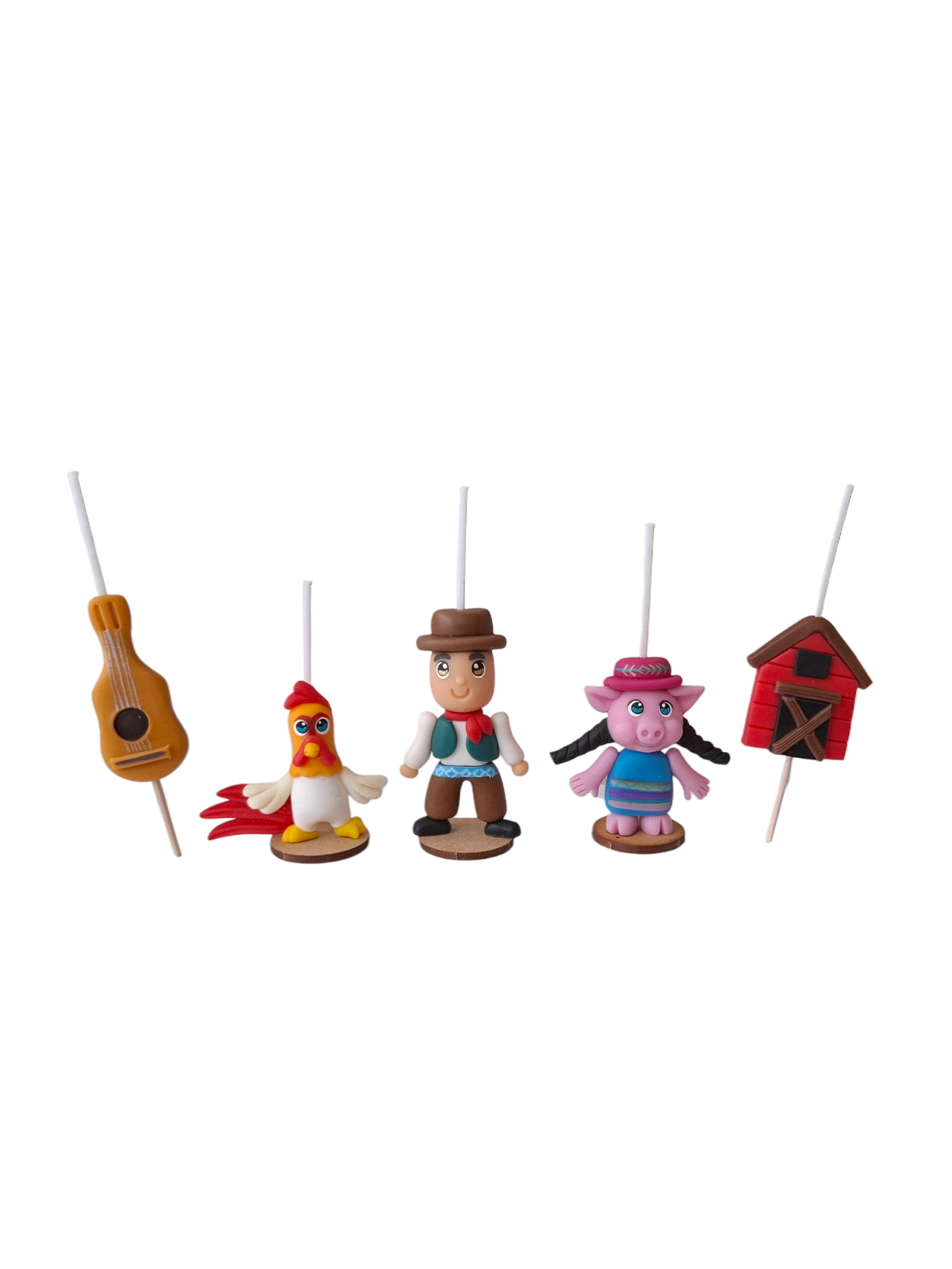 Velas cumpleaños La granja de Zenón 5pz, animalitos , fiesta temática, toppers cake